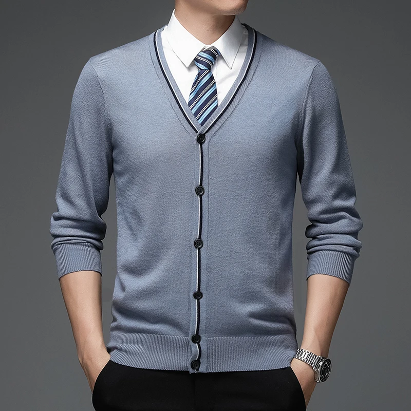 Мужской вязаный клетчатый кардиган Осень-зима 2022 новый деловой мужской