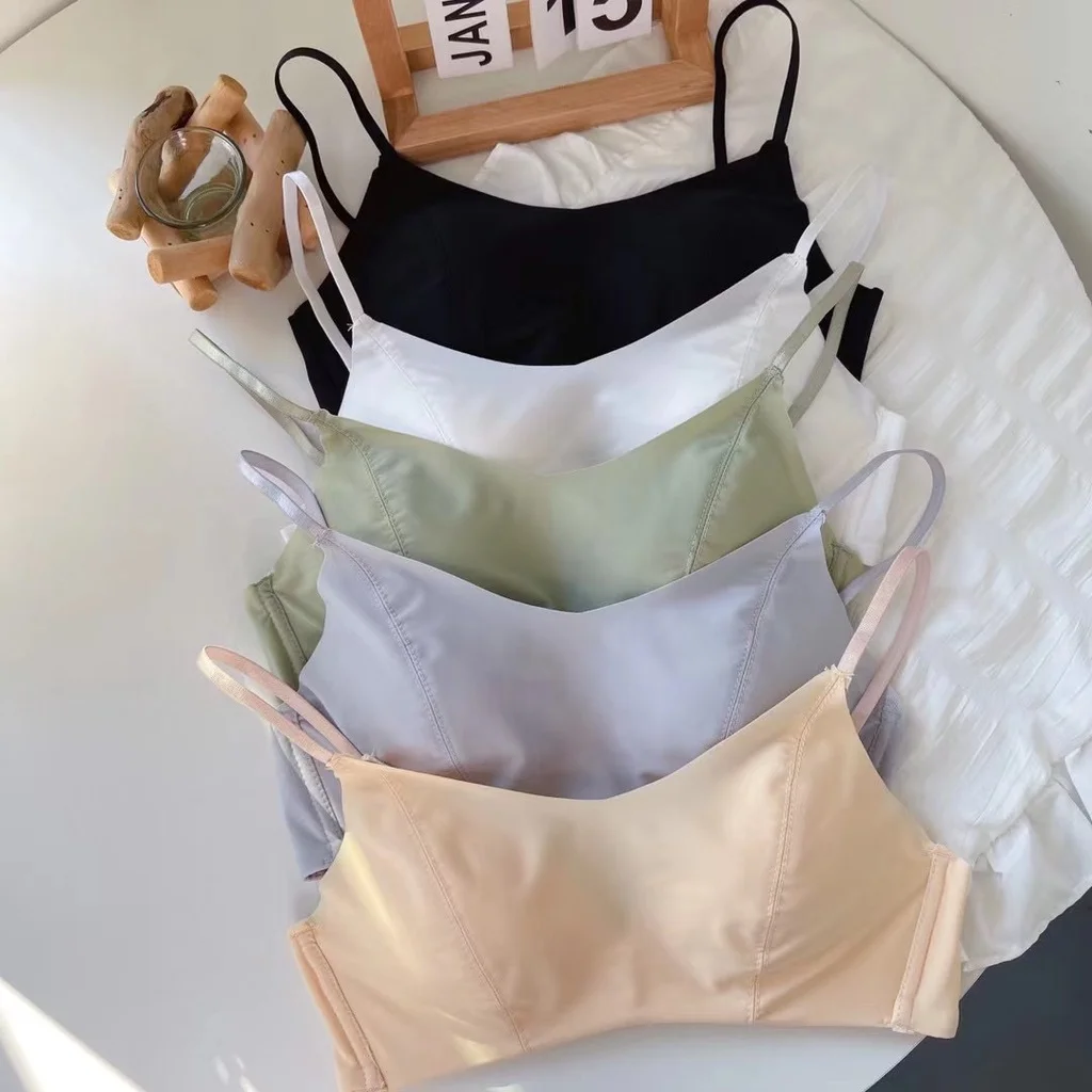 

New women's tube top bra, thin, big chest, small, no steel ring, anti-glare invisible bra