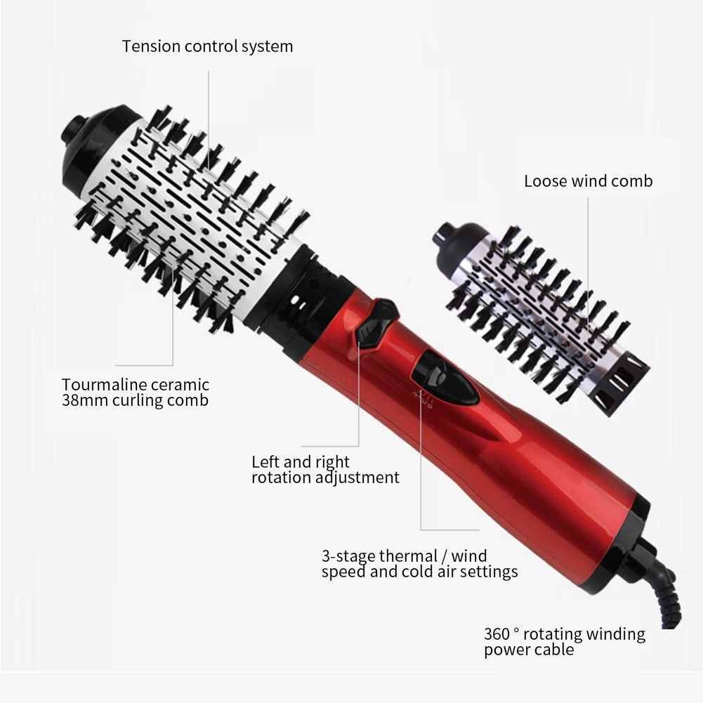 

2 In 1 Volumizing Portable Hair Dryer Negative Ion Styling Curling Straightening Hot Air Brush Salon Multifunctional Electric