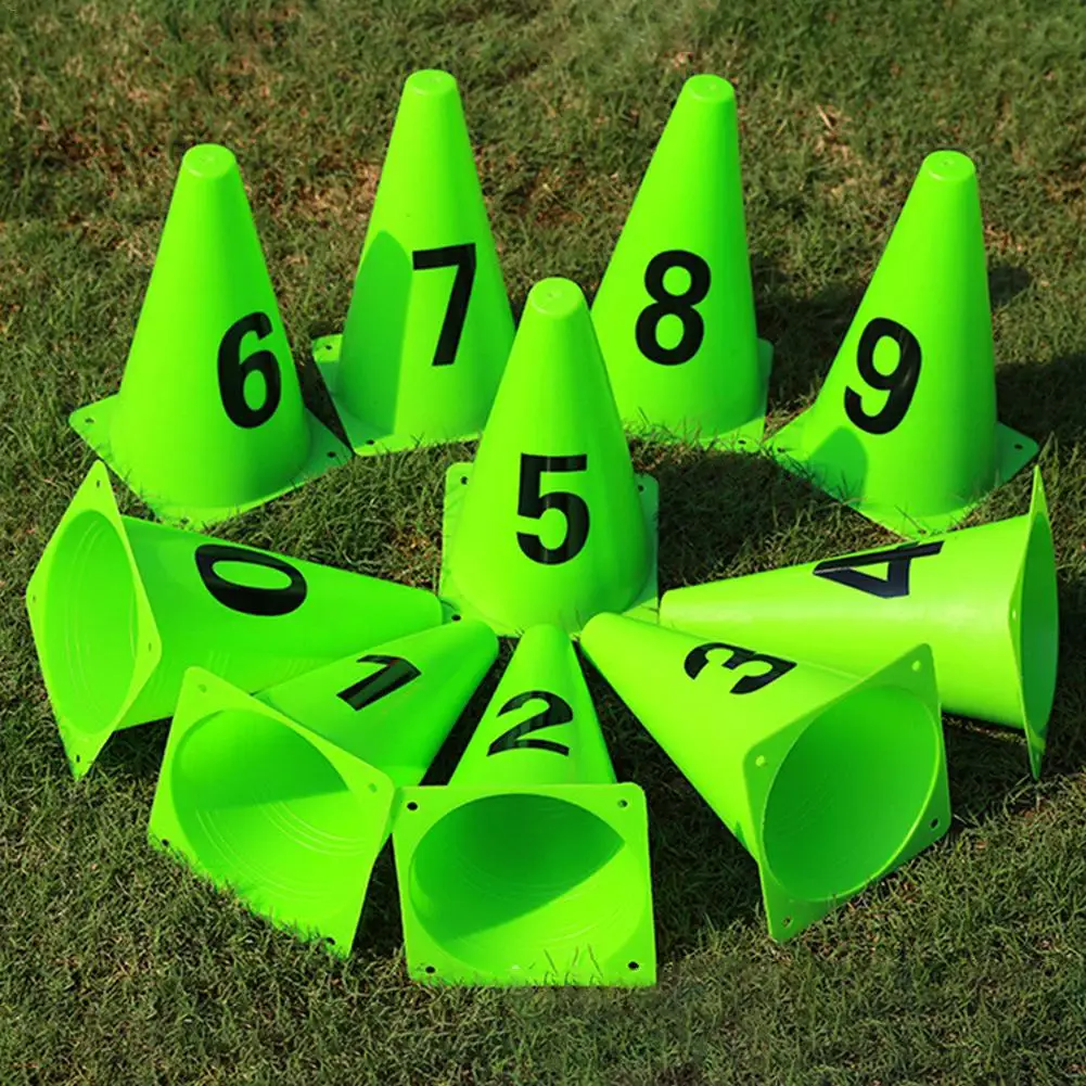 

10PCS Digital Sign Barrel Roadblock Road Cone Obstacles Football Basketball Training Equipment For Child Adult Outdoor Indoor