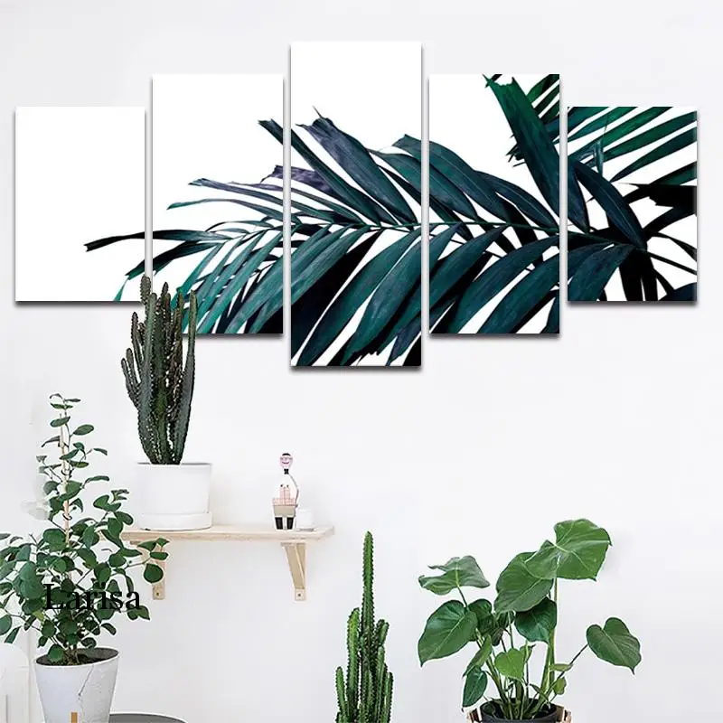 

5 Pieces Wall Art Palm Leaves Plant Art Canvas Painting Tropical Plants Prints Nordic Scandinavia Wall Art Home Decor Painting