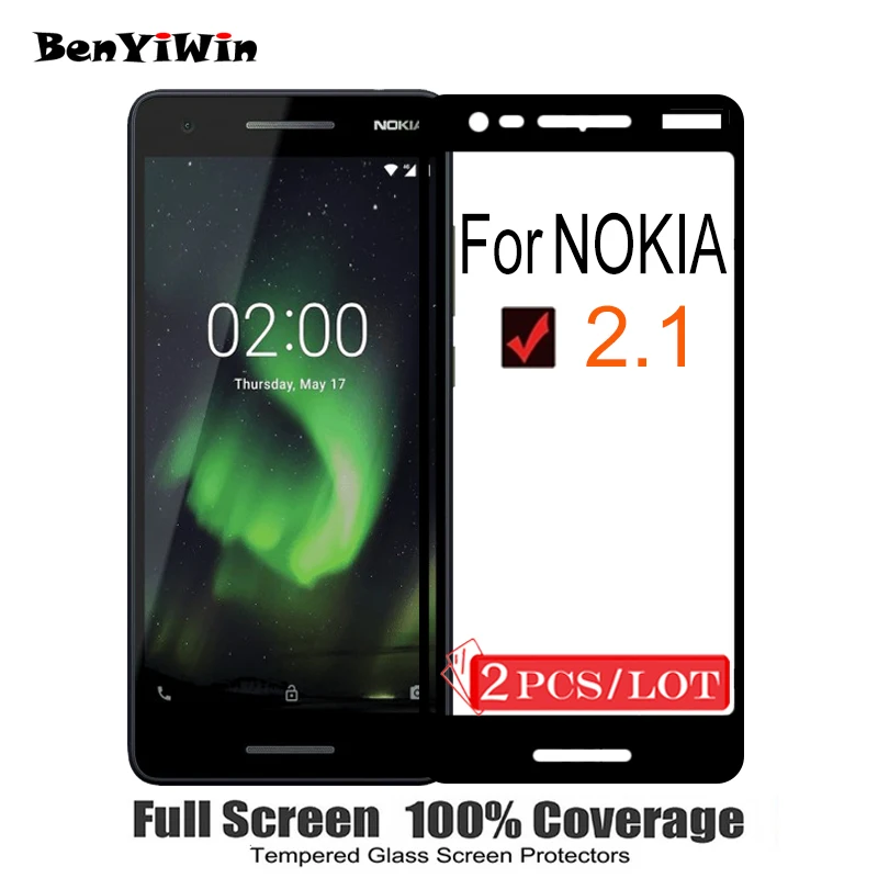 2 шт. Оригинальное полное покрытие защита экрана закаленное стекло для Nokia 1 на