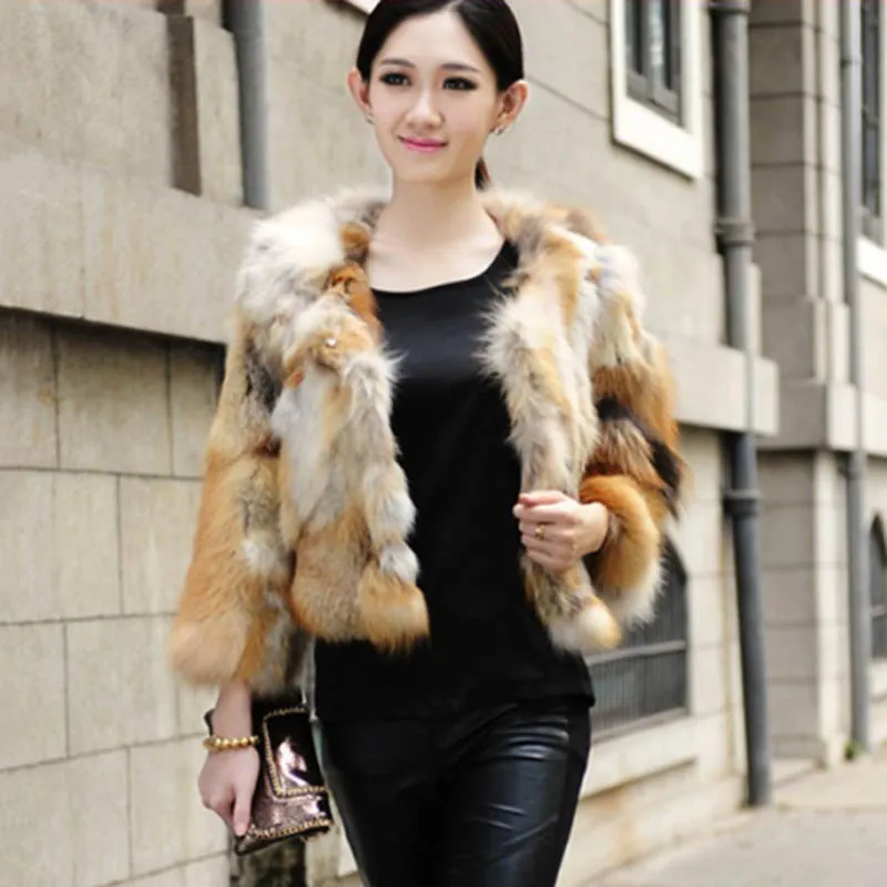 Hot Women's Fashion Pure Natural Fox Fur Grass Short Fox Fur Jacket Fur Coat