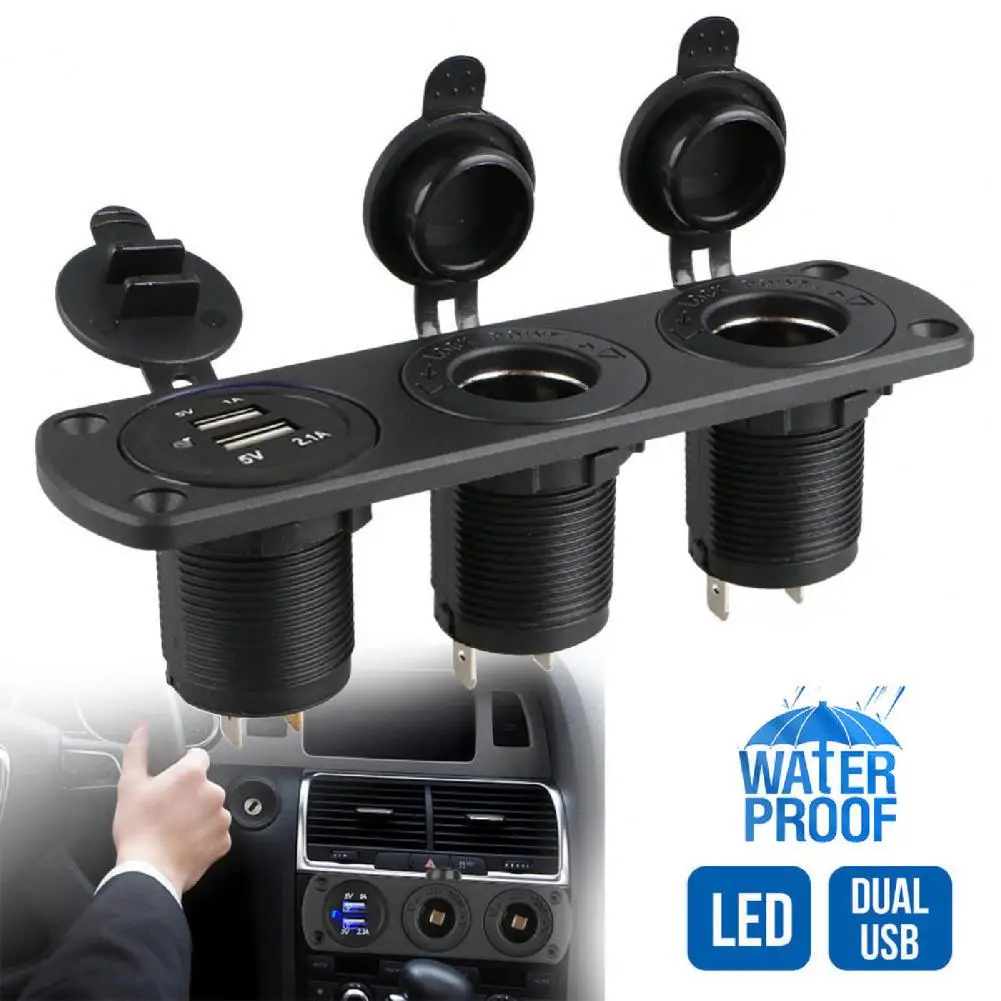 

Безопасное автомобильное зарядное устройство премиум-класса с двумя розетками адаптер постоянного тока 12-24 В двойное зарядное устройство 3...