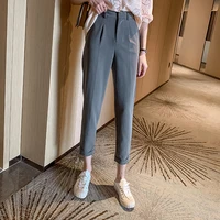 straight ankle length pants casual office lady pants work loose pencil trousers korean chic ol women high waist suits