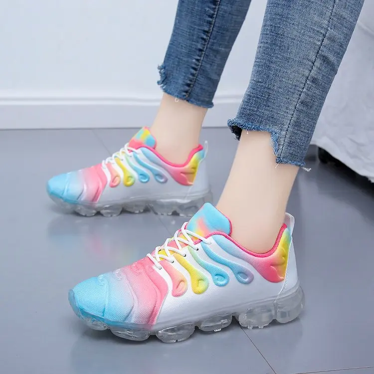 

Casual shoes women's 2021 autumn women's transparent soles lace color fashion non-slip large size sneakers single shoes