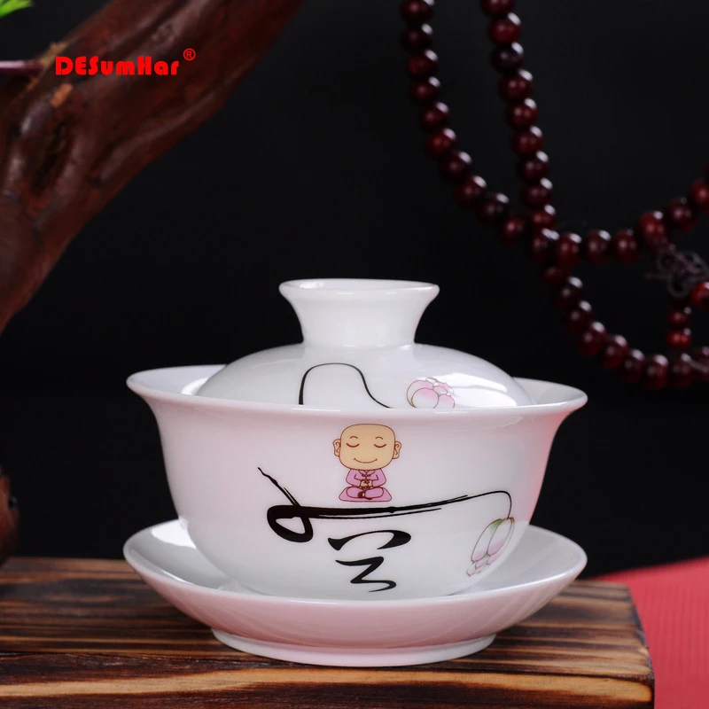 Белая фарфоровая чашка для чая чайный фарфоровый горшок gaiwan набор путешествий