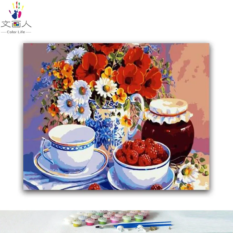 Diy разрисовка по цифровым фотографиям масляная краска красочная цветочная