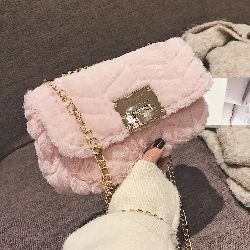Женская меховая сумка новинка зимы 2019 роскошная дизайнерская на плечо с цепочкой