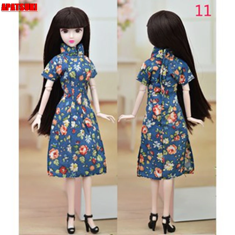 

Blue Countryside Floral Handmade Dress For Barbie Doll Outfits Clothes Cheongsam Chinese Traditional Qipao Evening Dresses 1/6