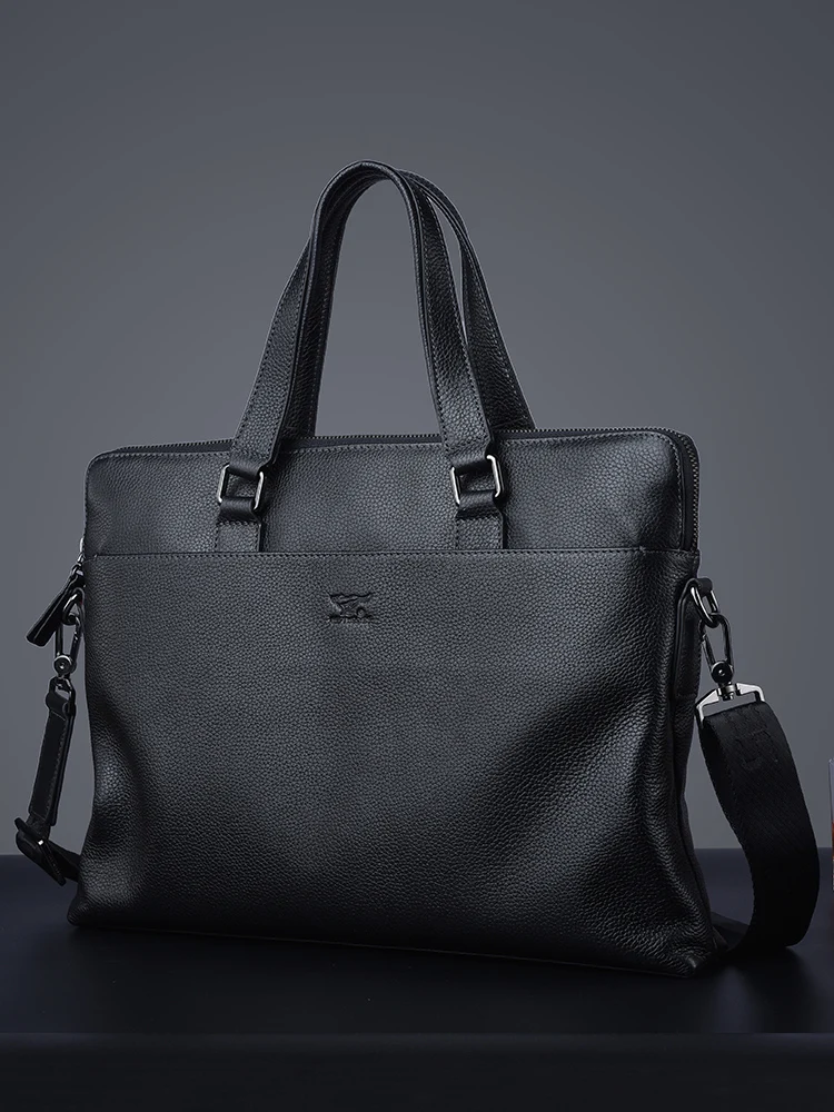 Men's Bag Handbag Casual Business Genuine Leather Trendy Leather Bag Cowhide Leather Briefcase New Official Business