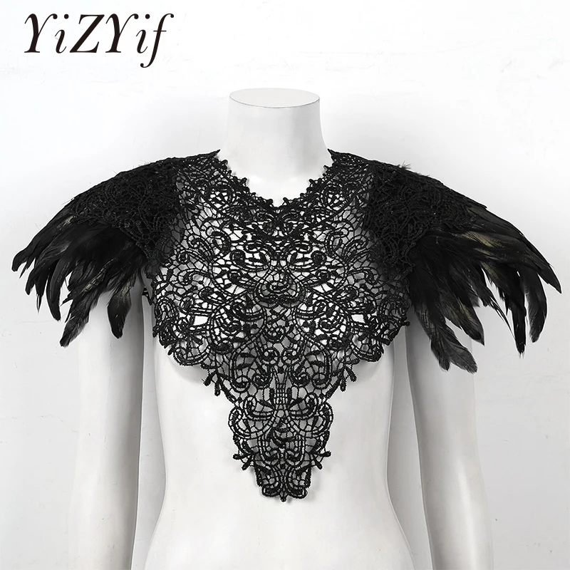 

Викторианская Готическая вышивка, кружево, настоящее Натуральное перо, болеро, шаль, наплечная накидка, накидка с тесьмой, украшение для кос...