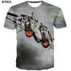Мужская футболка с коротким рукавом KYKU, черная футболка в стиле милитари с принтом самолета, с принтом облака, в стиле панк-рок