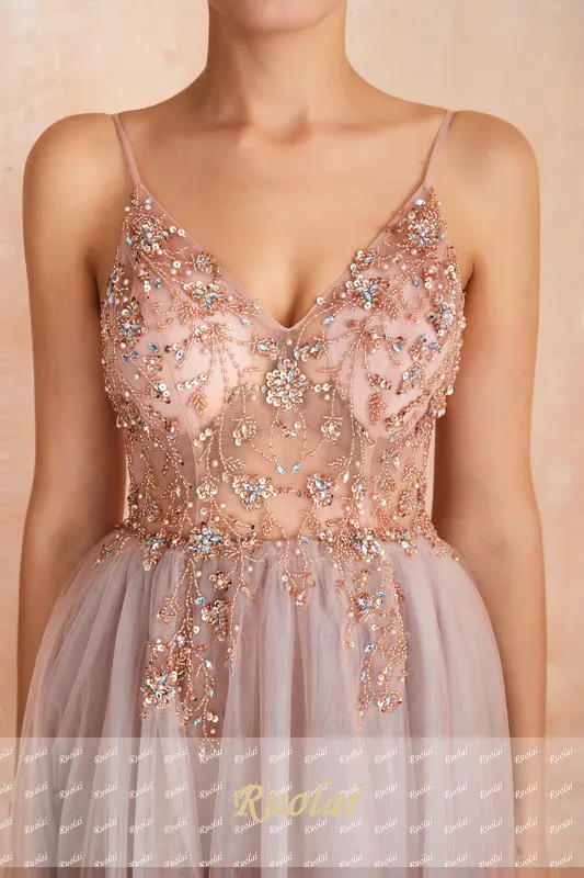 Роскошные вечерние платья трапециевидной формы Длинные 2019 на бретельках с