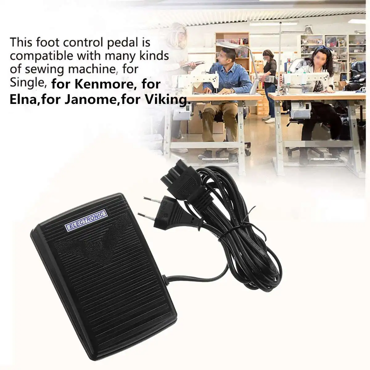 Home Sewing Machine Foot Speed Control Pedal With Cord Pedal Control for Singer 974 Sewing Machine EU plug 220V black