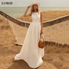 Простое и чистое пляжное свадебное платье LORIE, трапециевидные платья невесты в стиле бохо, атласные свадебные платья принцессы
