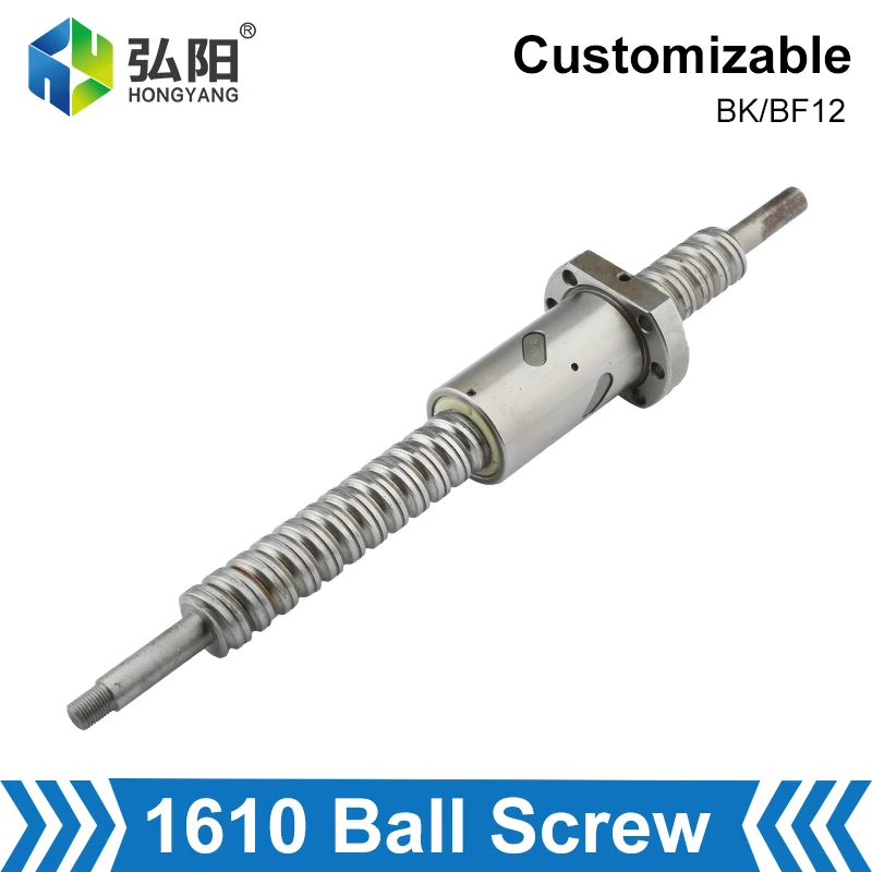 

16mm 1610 Ball Screw 250 300 350 450 500 650 800 1000mm Flange Ball Groove BKBF12 End Machining For CNC Router Ball Screw