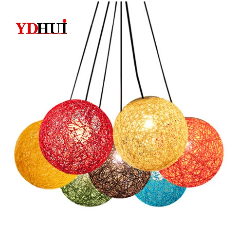 Креативная индивидуальная люстра из конопляного шара современная простая