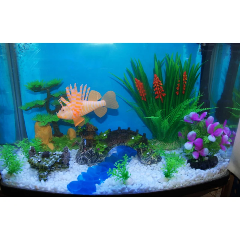 Аквариум орнамент мост Смола Рокери поддельный камень мосты павильон дерево