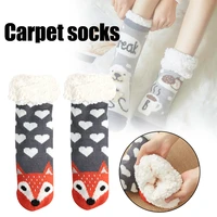 fuzzy socks cute cartoon colorful warm plush soft slipper carpet sock sleep stocking for women girls home bhd2