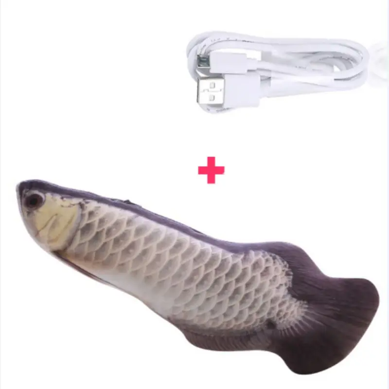 

USB Charge Catfish Kitten Catnip Artificial Fish Play Toy Pets Cat Chew Molar Bite Teeth Clean Toys Grass Carp, Salmon, Arowana