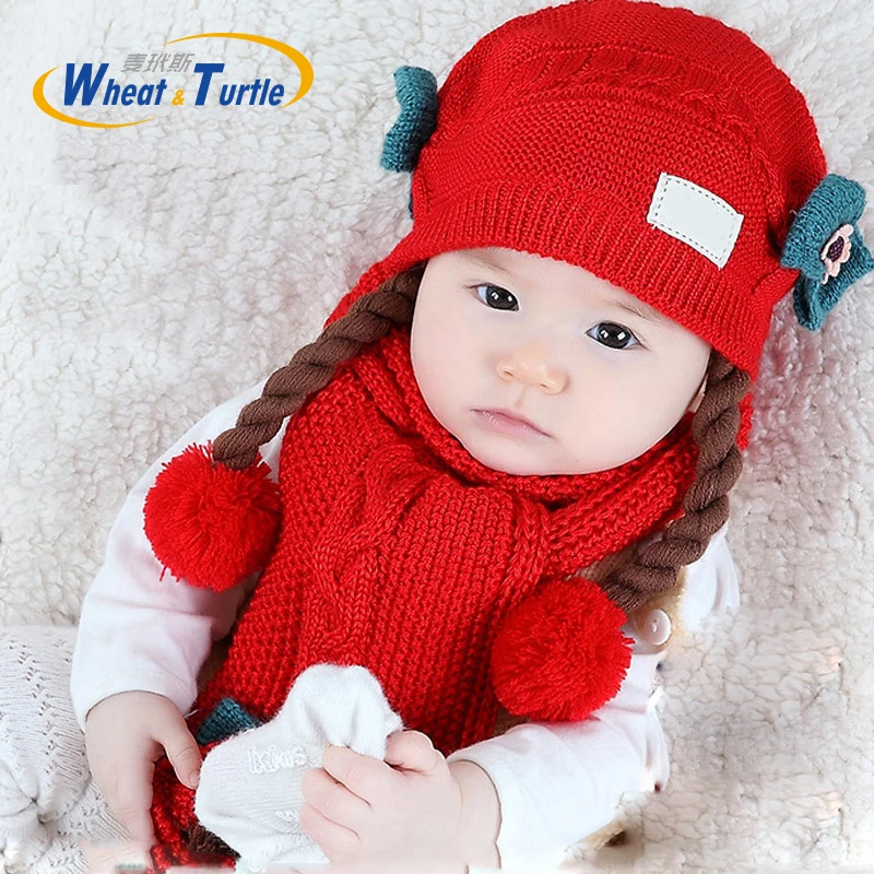 Mother Kids Baby Clothing Accessories Hats Caps Knitted Winter Warm Caps And Scarf For Infant Baby Girls Children Neck Warm Cap