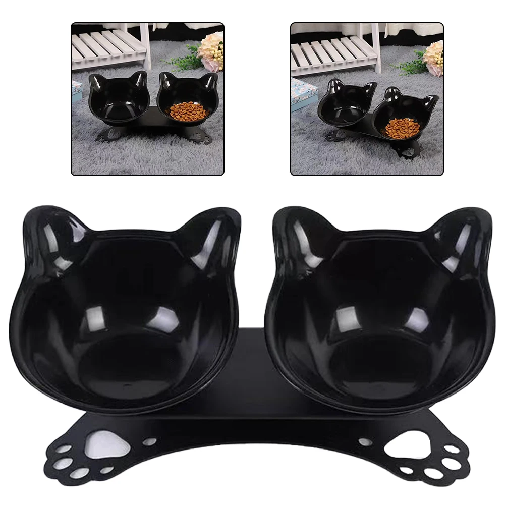 

Anti Slipping Cat Dog Bowl With Stand Double Bowl Cat Tilted Feeder Pet Food Bowls Container Pet Feeder Product Supplies