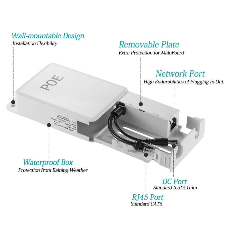 Водонепроницаемый уличный PoE сплиттер IEEE 802.3af 10/100 Мбит/с Power over Ethernet для IP-Камеры 48