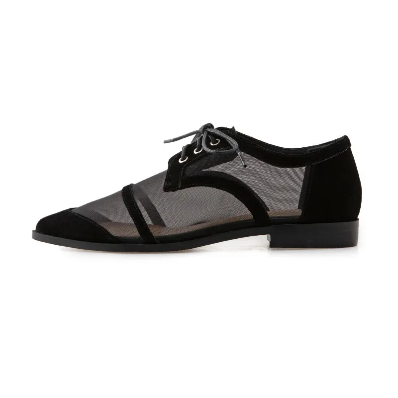 

Womens Casual Oxford Shoes Low Heels Spring 2021 Autumn Leather Suede Splicing Mesh Cross-tied Block Heeled Pumps Woman Size 41
