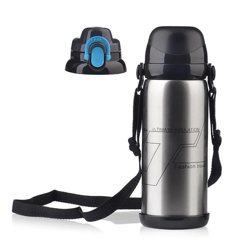 

Double 800ml Portable Stainless Steel Thermos Thermal Mug Sports Water Bottle With Rope Coffee Tea Milk Travel Mug Thermocup