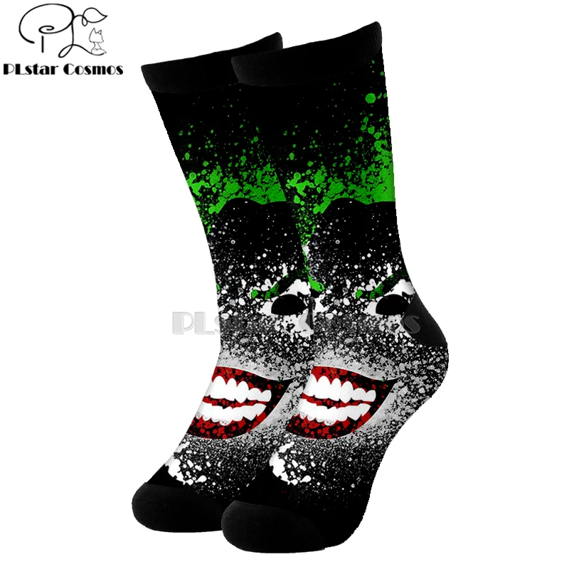 Plstar Cosmos comic dc haha злой Джокер злодей хлопковые носки с 3d принтом из мультфильма высокие носки мужские и женские качественные Joaquin Phoenix-5 - Цвет: 19