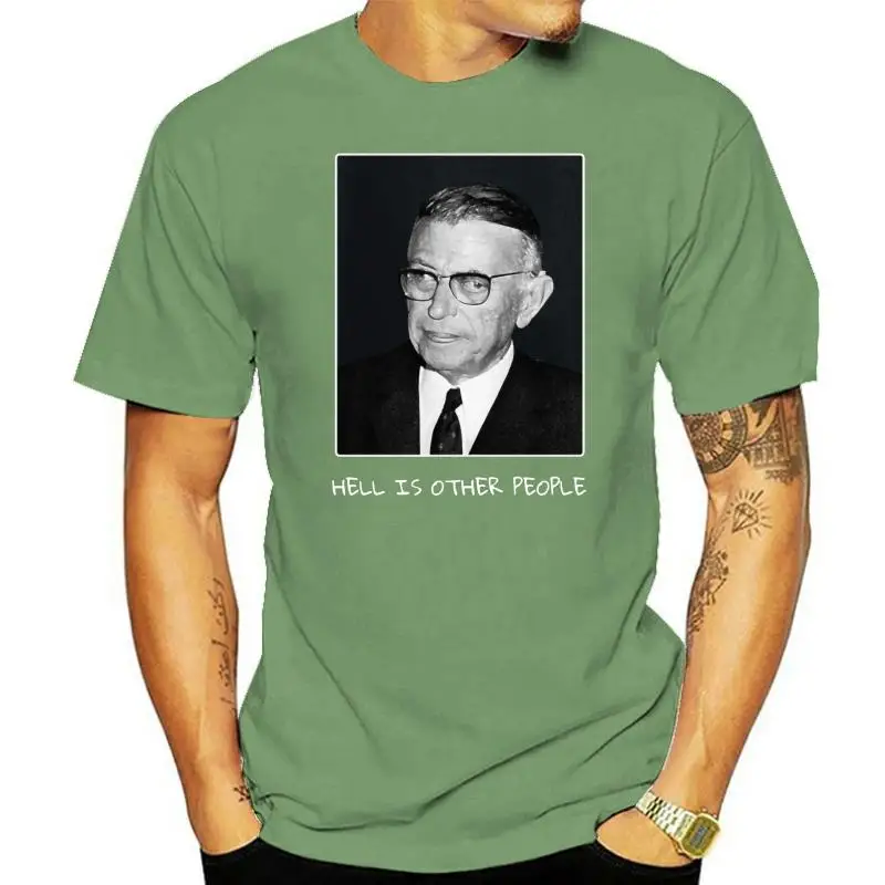 

Sartre Portrait Hell Is Other People_Philosophys T Shirt Comical Character Cool Size Over Size S-5XL Summer Cotton Shirt