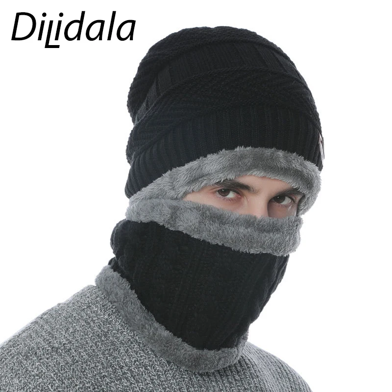 Dilidala осенняя и зимняя вязаная шерстяная шапка для унисекс плюс бархатная