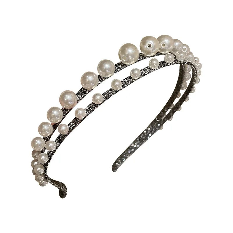 

LOVOACC Exaggerated Oversize Imitation Pearl Headband for Women Girl Metallic Double Layered Wide Brimmed Hair Band Accessories