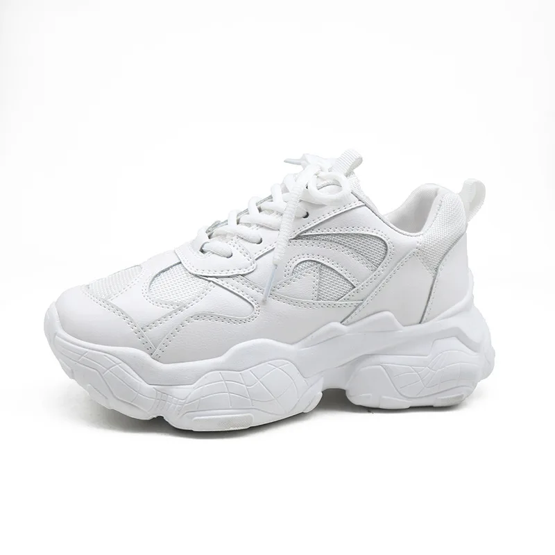 

New Breathable Vulcanized Shoes Women's Sports Casual Shoes Thick Sole Running Shoe Walking Sneakers Lace-Up Autumn Woman Shoes