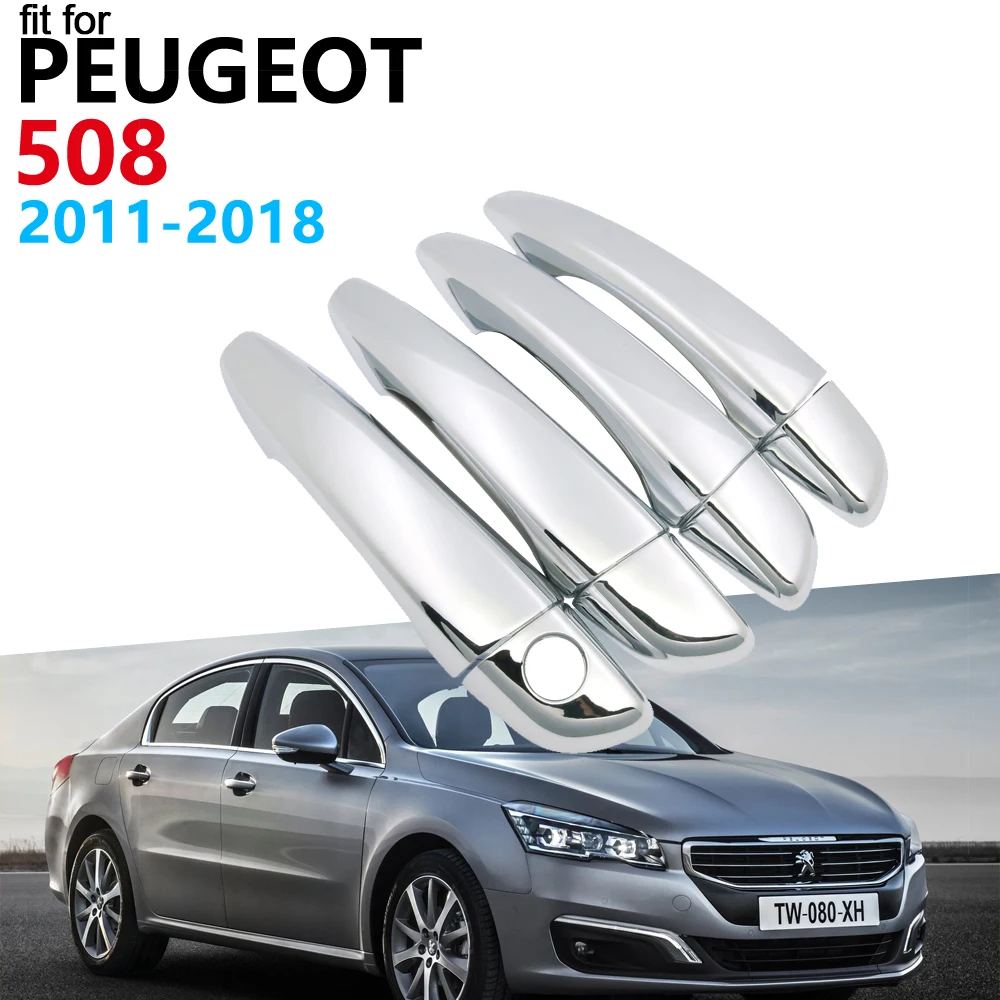 Автомобильные аксессуары для Peugeot 508 SW RXH 2011 ~ 2018 хромированная крышка ручки набор