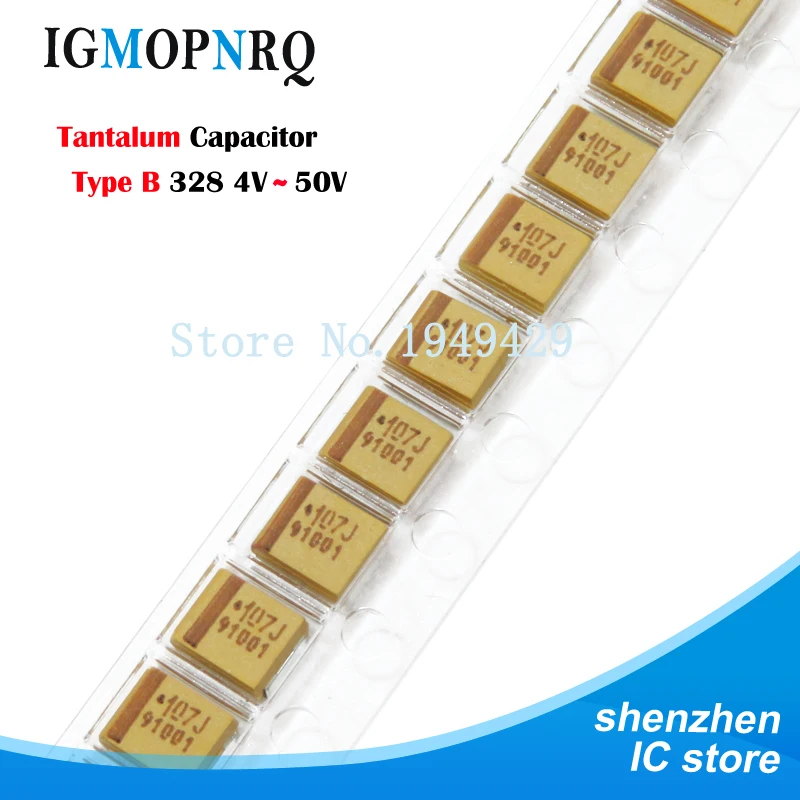 

10pcs Type B 1UF 4.7UF 10UF 47UF 100UF 220UF Tantalum Capacitor 4V 6.3V 16V 20V 25V 35V 50V 3528 1210 227 476 107 475 106 105