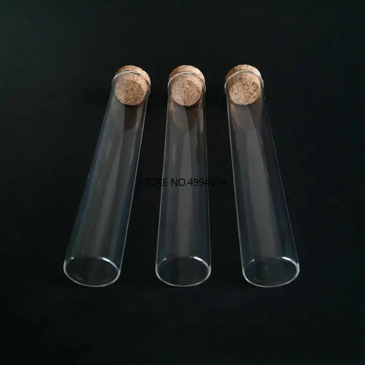 

/50pcs/lot 18x150mm Transparent Glass Flat Bottom Test Tubes with cork stopper for kinds School/Laboratory Glassware