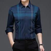 slim shirt sleeve new camisa long autumn mens shirt masculina korean style fit plaid shirt business casual men blouse cothing