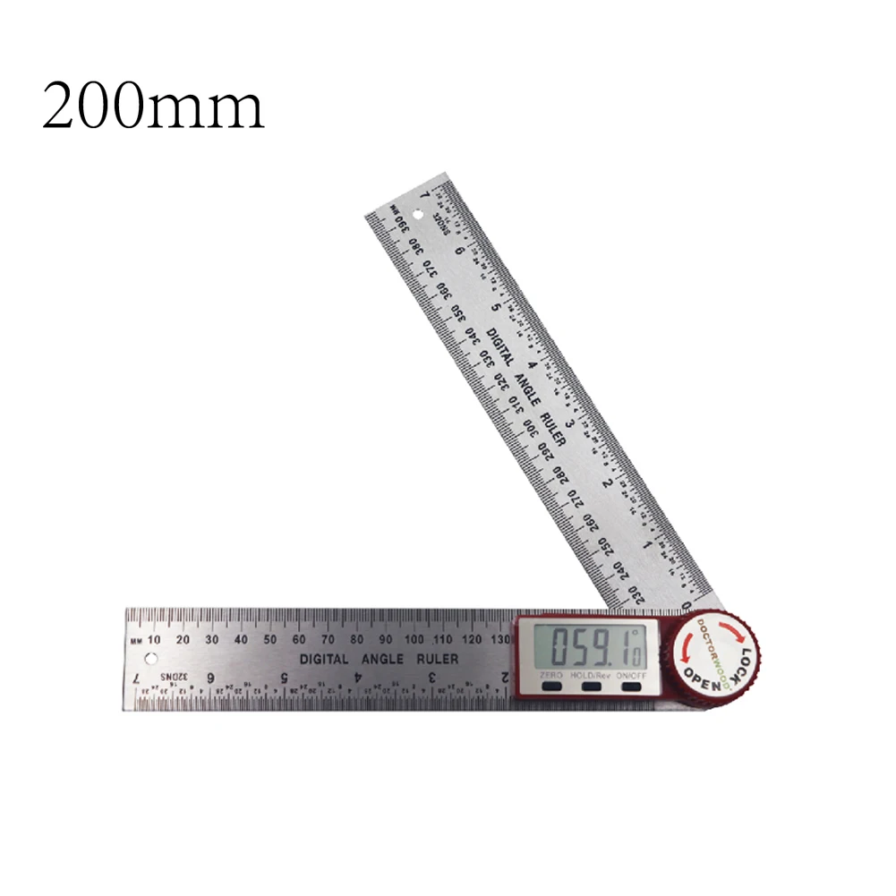 

0~200mm LCD Digital Ruler Stainless Steel Multifunctional Measuring Ruler Hold Function 360° Measuring Reverse Measurement