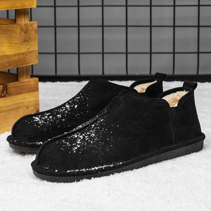 Мужские зимние ботинки YOUSHU Нескользящие удобные теплые кроссовки на плоской