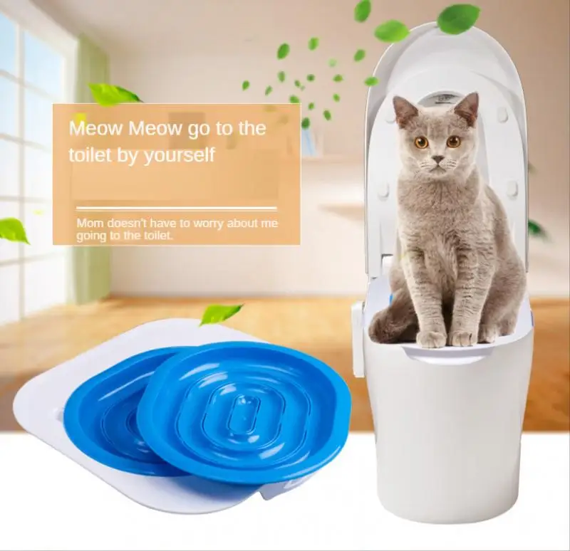 

2PCS Cat Toilet Trainning Kit Pet Litter Box Tray Cleaning Supplies for Kitten Cat Trainer Tool Pet Indoor Toilet Accessories