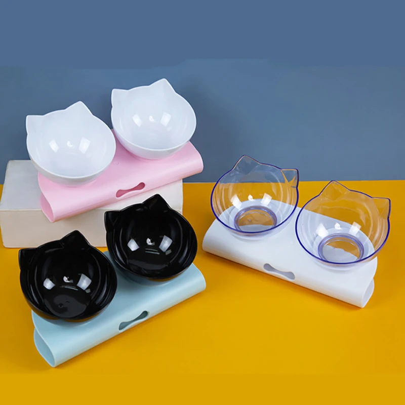 

Cat Double Bowl With Stand Non-slip Food Bowl Pet Feeding Cat Water Bowl For Cats Dogs Pet Bowls For Feeder Waterer Supplies