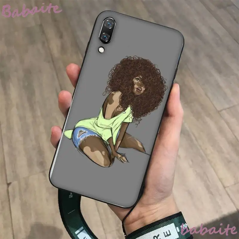 

Babaite Queen Afro Black Girl Phone Cover for Huawei p30 lite p10 lite p40 lite p30 pro p smart2019 Honor8X 8A 10 Lite 20 8lite