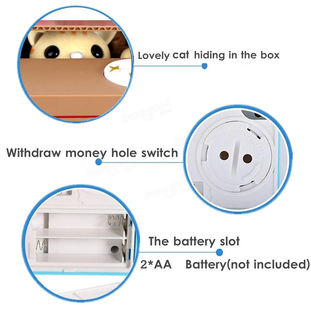 Креативная копилка для сбережений денег из АБС пластика с милым котом монет