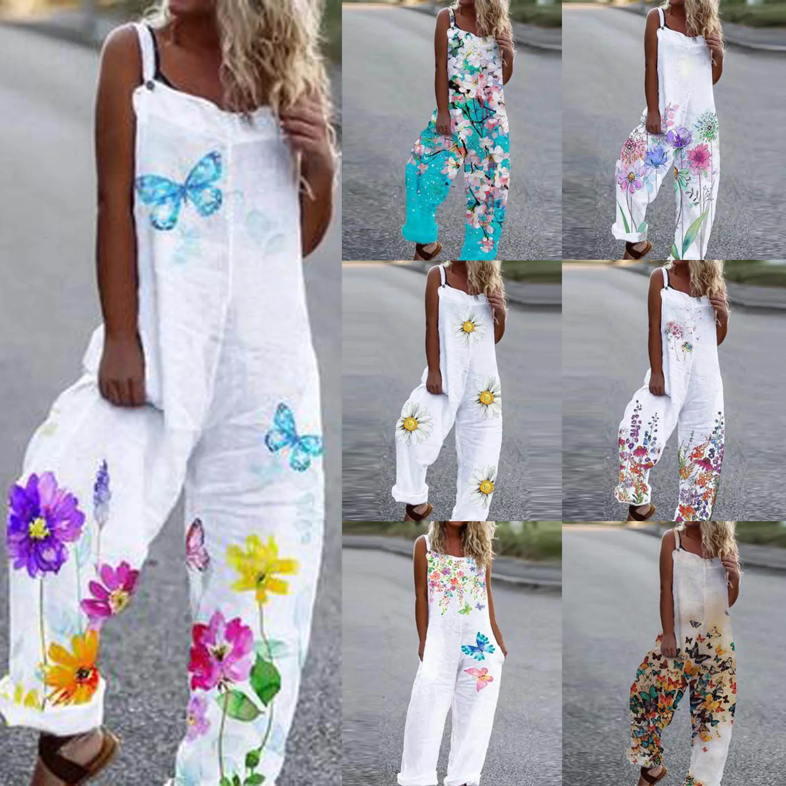 Комбинезон женский слитный с широкими штанинами повседневный ромпер поясом