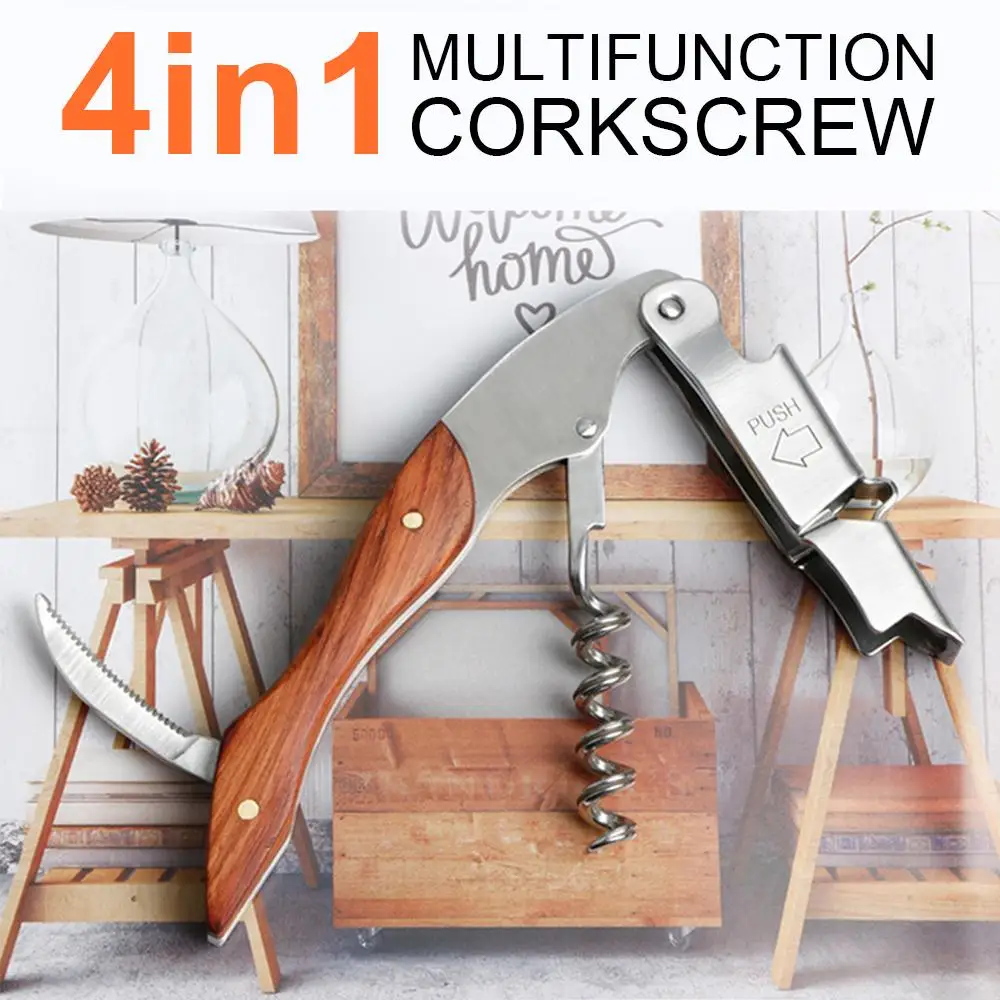 

Wine Opener Beer Opener Silver + Brown 122cm Novel Multifunction Champagne Kitchen Openers Economic Convenient Handheld