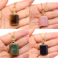 natural stone mini perfume bottle necklace pendant malachite tiger eye stainless steel chain for women necklace jewelry gifts