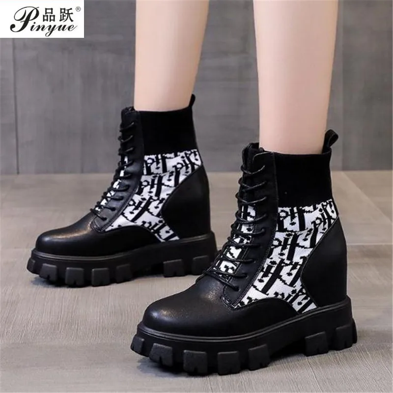 

Ботильоны женские, из дышащей кожи, на платформе 10 см