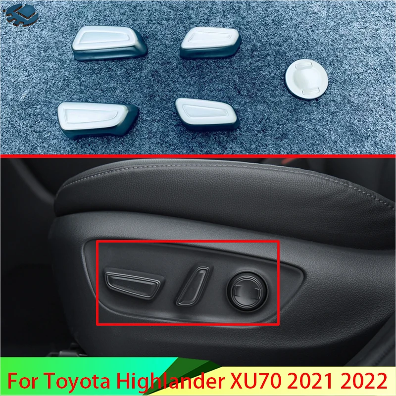 

For Toyota Highlander XU70 2021 2022 ABS Chrome Interior Inner Seat Adjustment Switch Knob Button Cover Trim